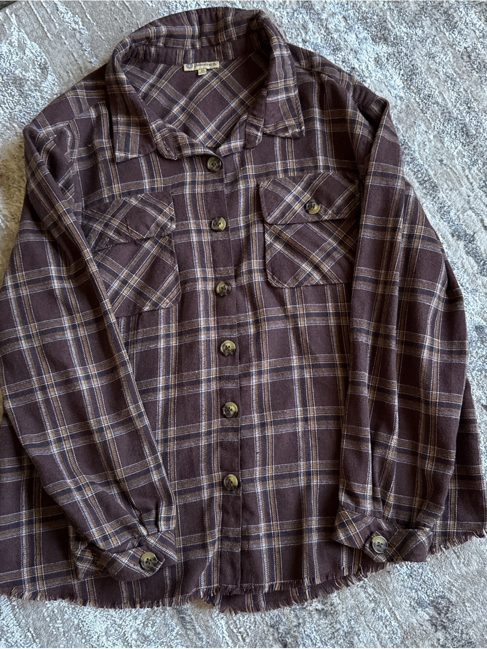 Democracy Brown Plaid Button-Down Shirt
